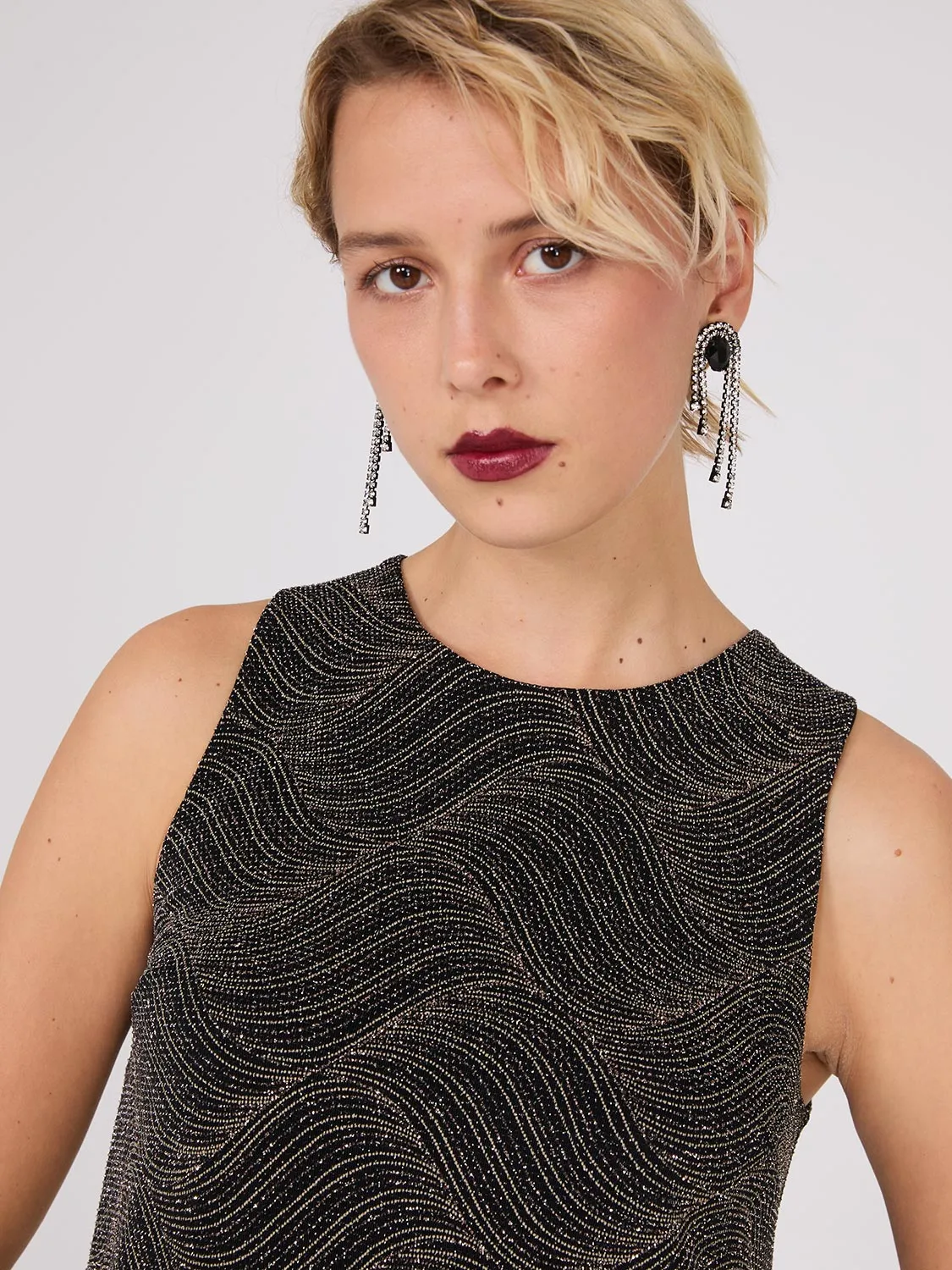 Sleeveless Abstract Glitter Top sold by Suzy Shier product image thumbnail 3