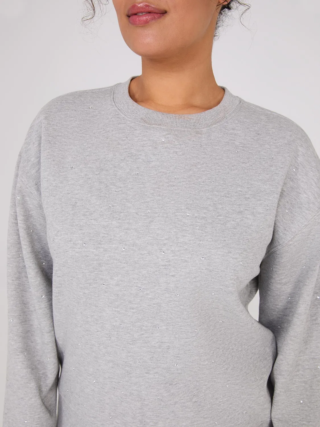 Melange Fleece Rhinestone Sweatshirt sold by Suzy Shier product image thumbnail 2