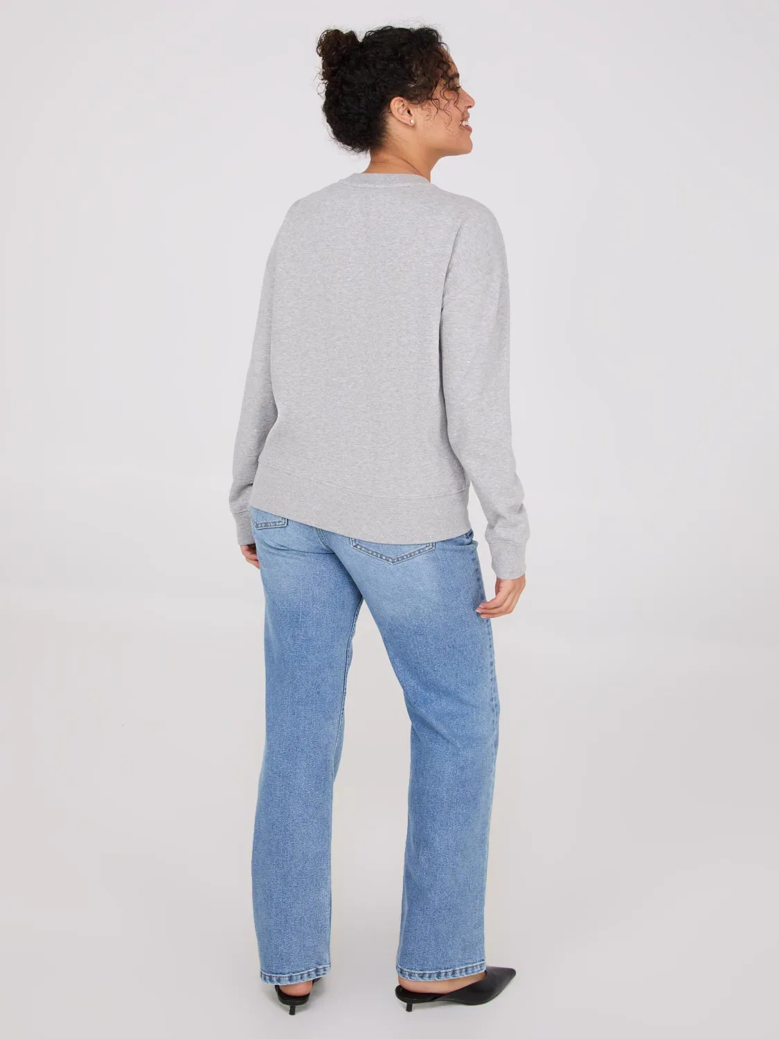 Melange Fleece Rhinestone Sweatshirt sold by Suzy Shier product image thumbnail 4