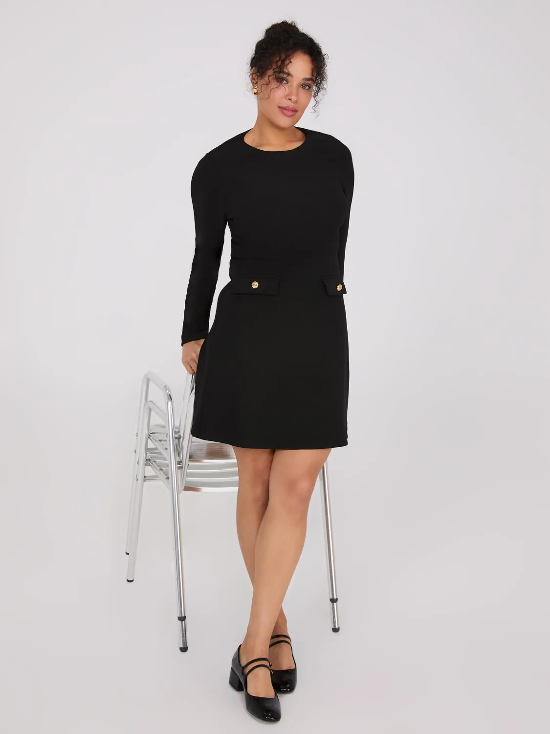 Long Sleeve A-Line Mini Dress sold by Suzy Shier product image thumbnail 3
