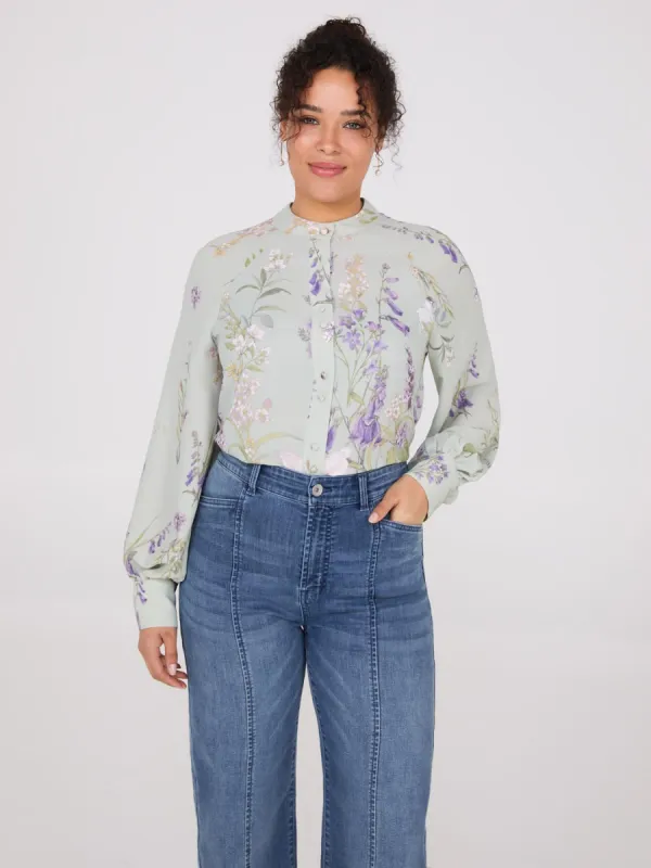 Floral Print Round Collar Chiffon Blouse sold by Suzy Shier