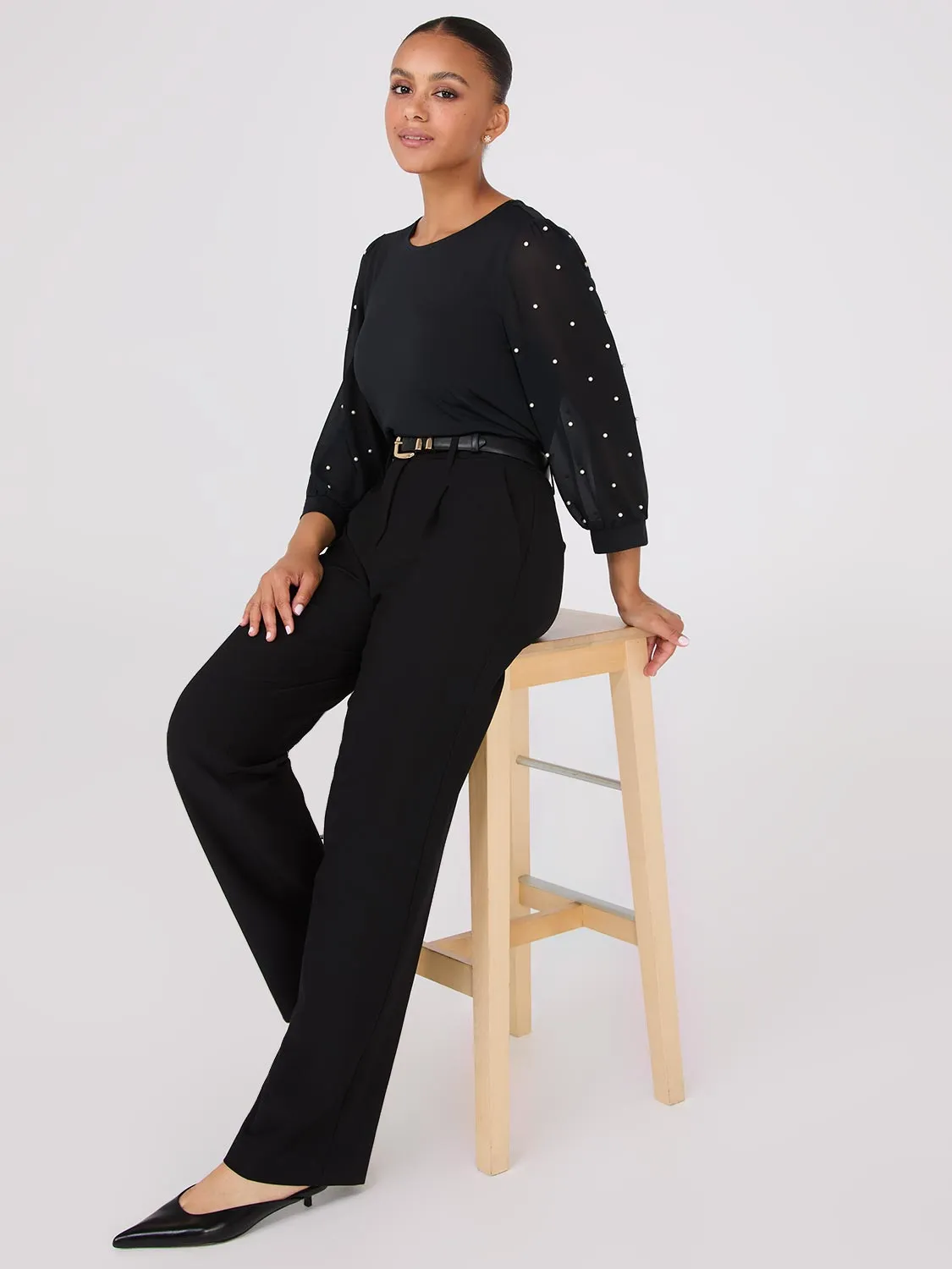 Pearl Chiffon 3/4 Sleeve Top sold by Suzy Shier product image thumbnail 3