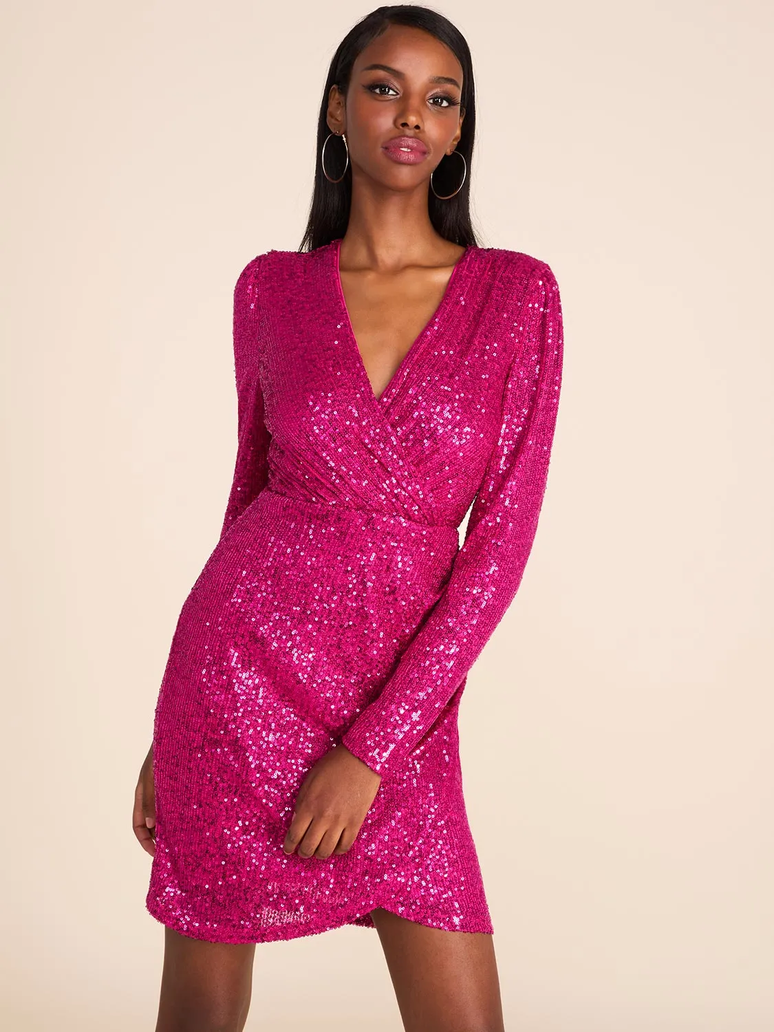 Long Sleeve Mini Sequin Dress sold by Suzy Shier product image thumbnail 4
