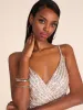 Striped Sequin Fit & Flare Dress sold by Suzy Shier