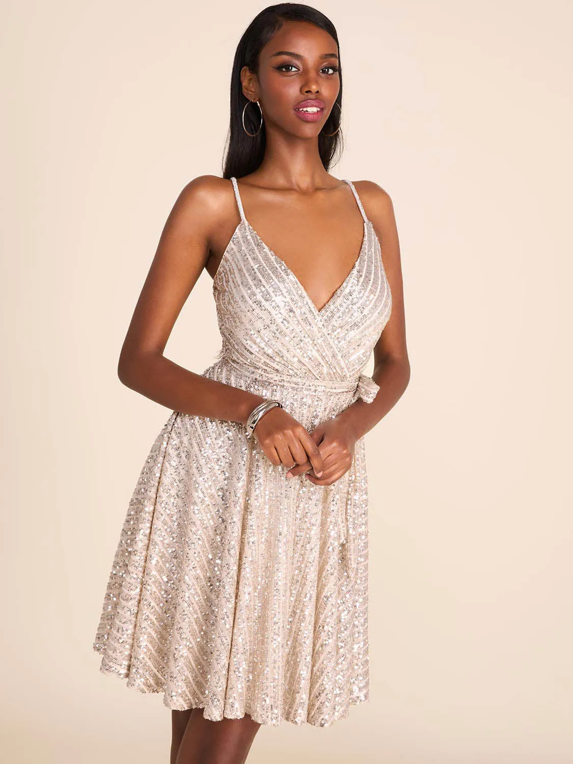 Striped Sequin Fit & Flare Dress sold by Suzy Shier product image thumbnail 3