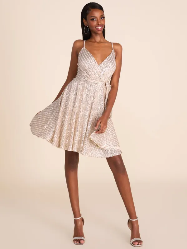 Striped Sequin Fit & Flare Dress sold by Suzy Shier
