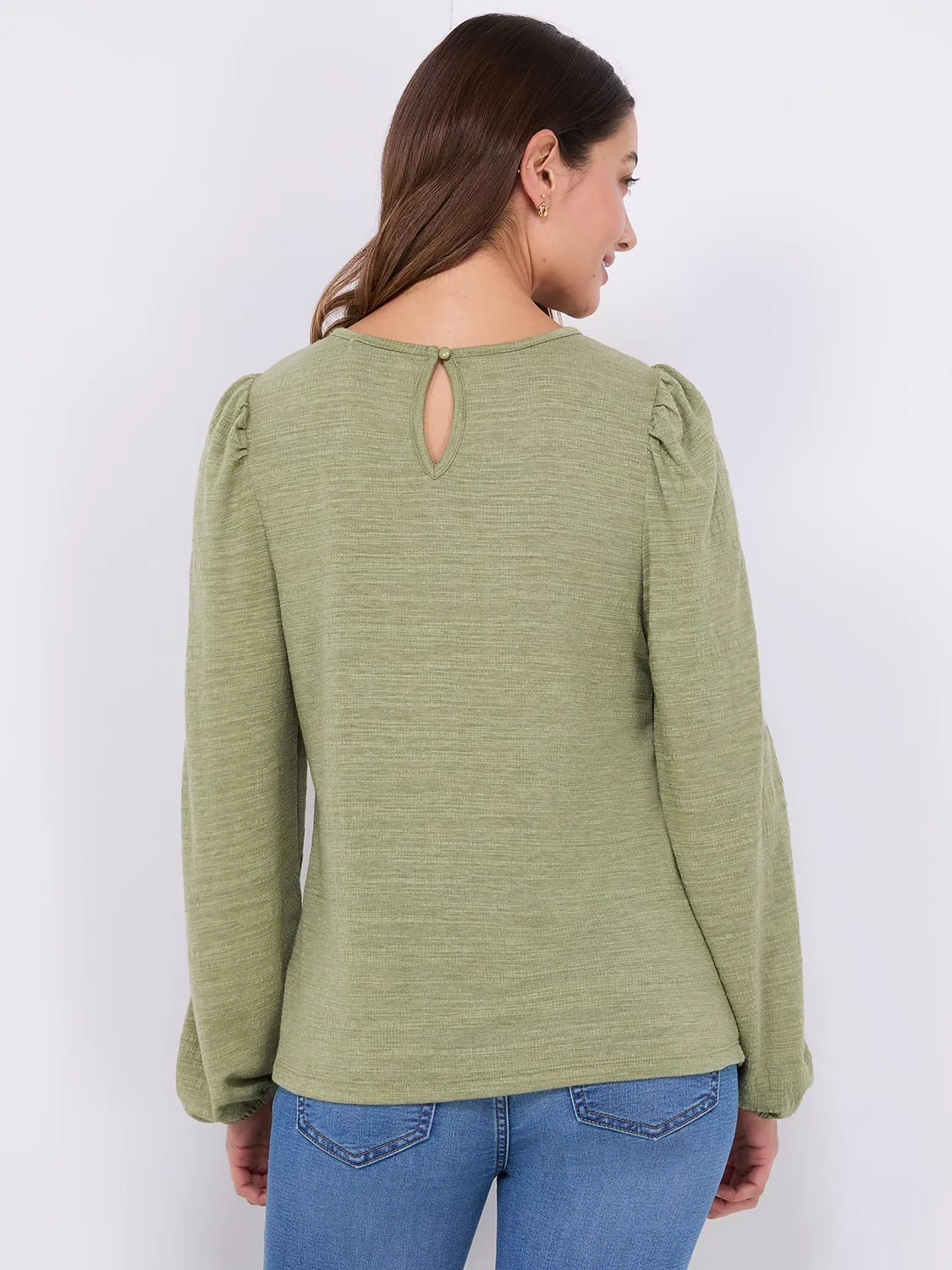 Textured Long Sleeve Top With Crochet Details sold by Suzy Shier product image thumbnail 5