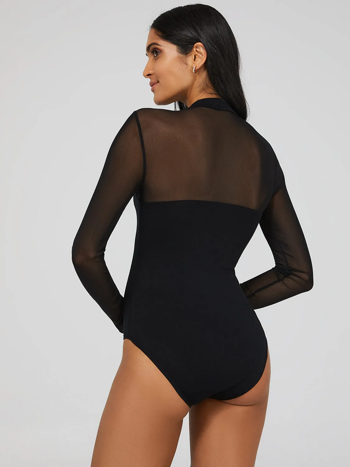 Mesh Mock Neck Bodysuit sold by Suzy Shier product image thumbnail 4