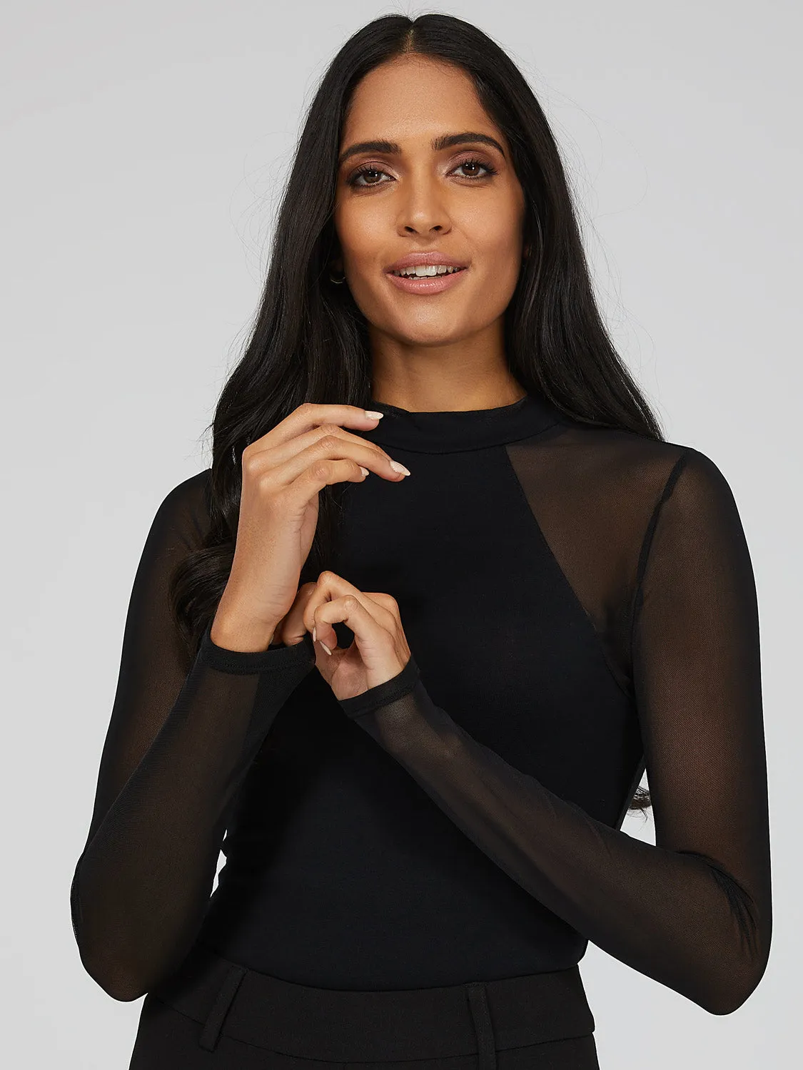 Mesh Mock Neck Bodysuit sold by Suzy Shier product image thumbnail 5