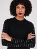 Rhinestone Stud Crew Neck Sweater sold by Suzy Shier