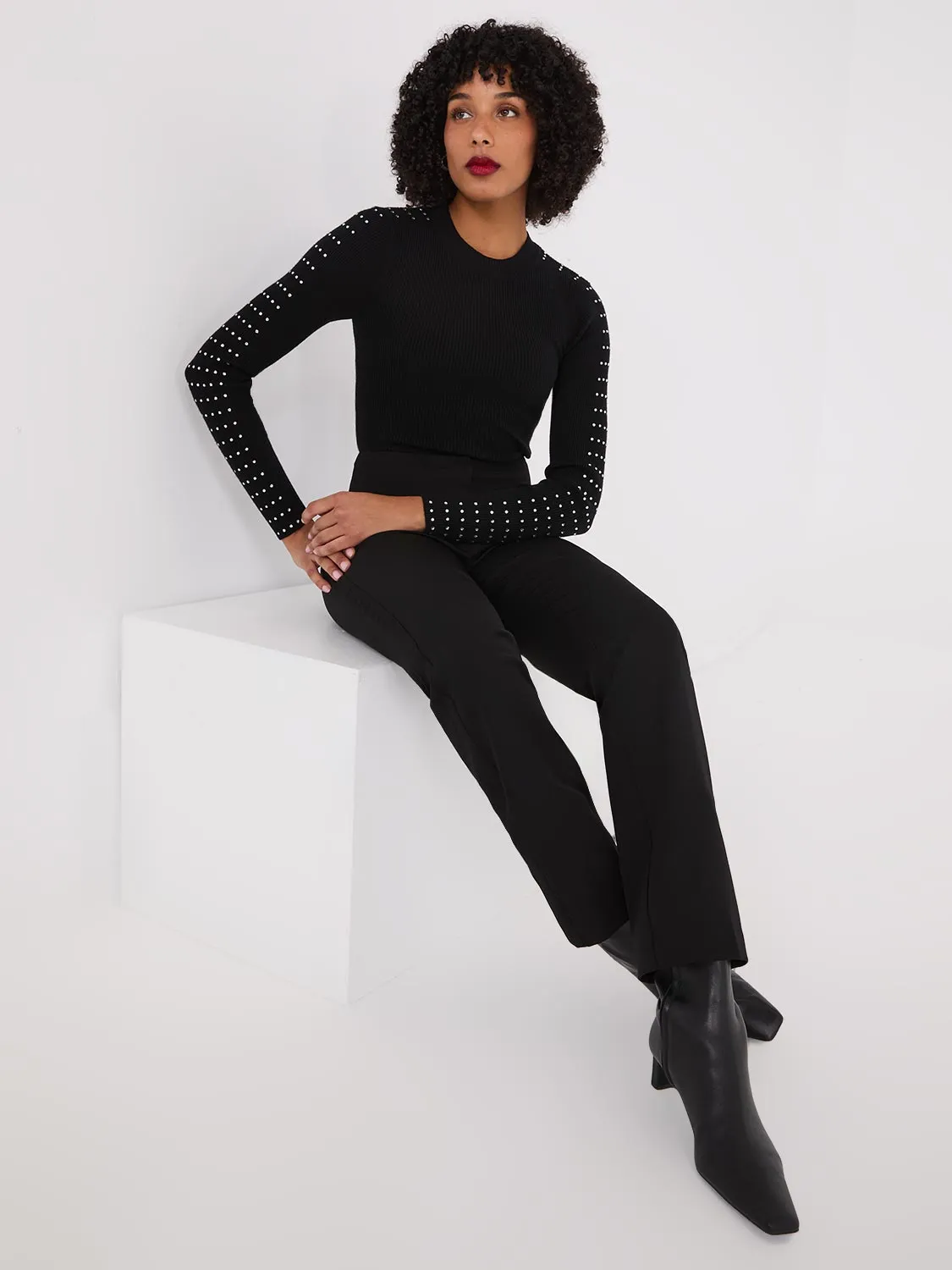 Rhinestone Stud Crew Neck Sweater sold by Suzy Shier product image thumbnail 3