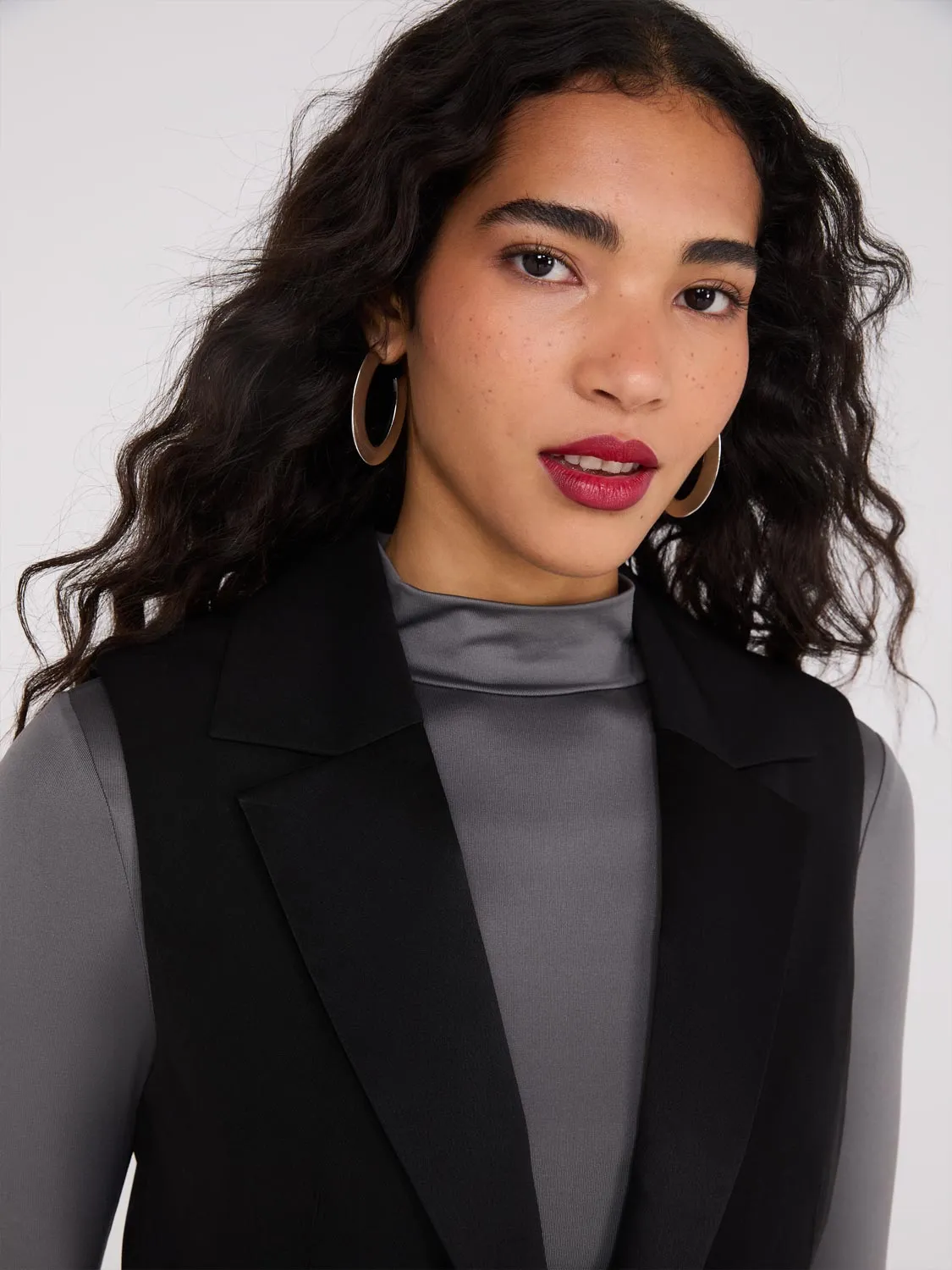 Satin Lapel Sleeveless Vest sold by Suzy Shier product image thumbnail 2