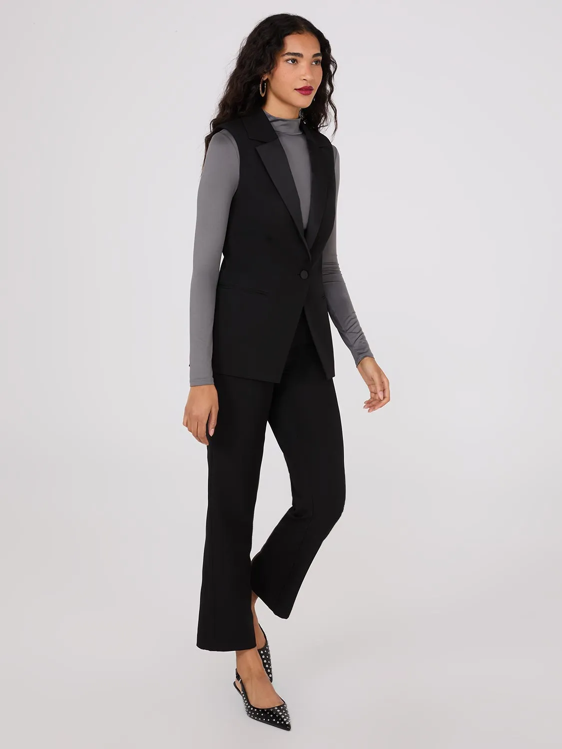 Satin Lapel Sleeveless Vest sold by Suzy Shier product image thumbnail 3