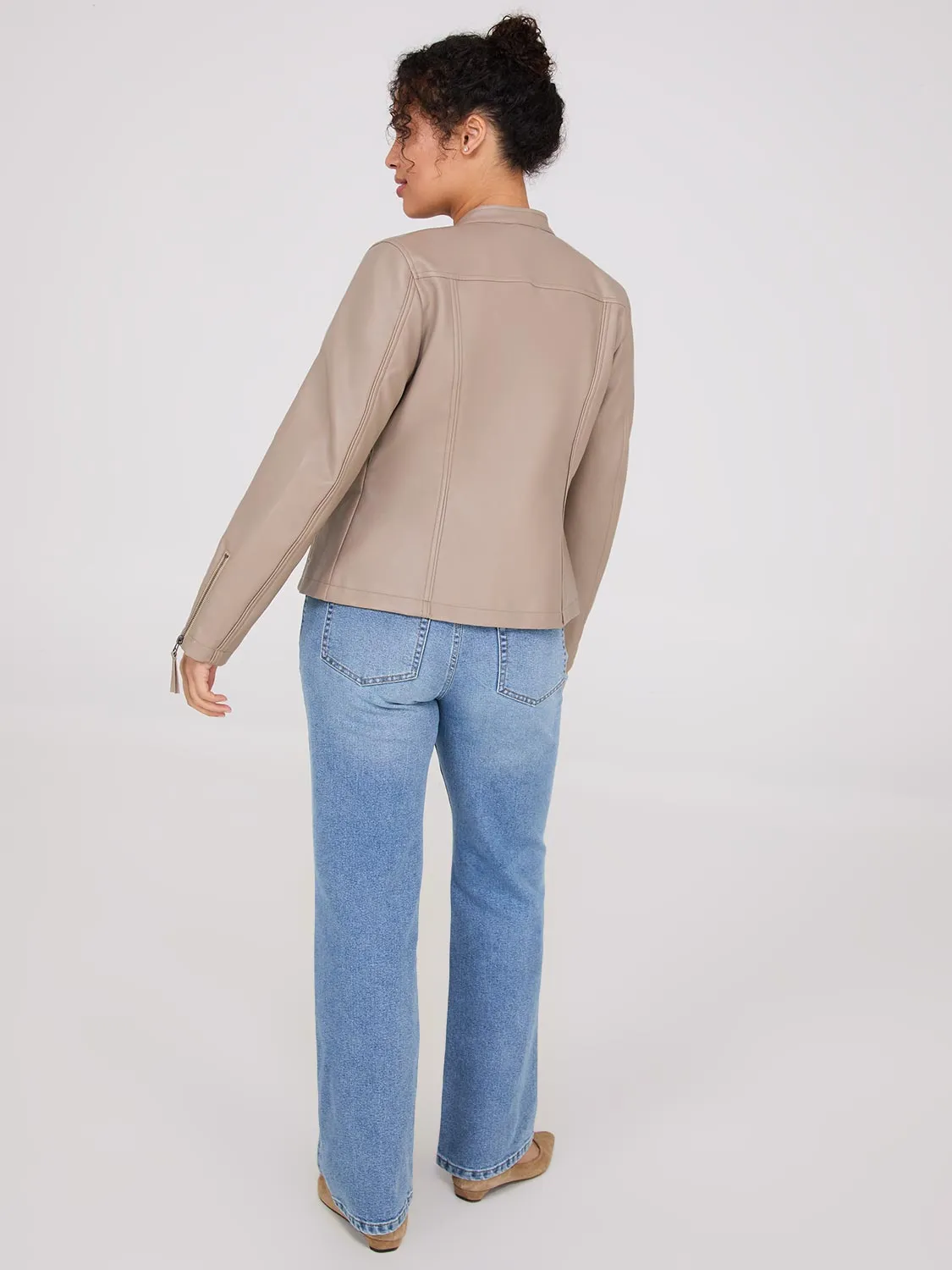 Zip-Front Faux Leather Jacket sold by Suzy Shier product image thumbnail 5