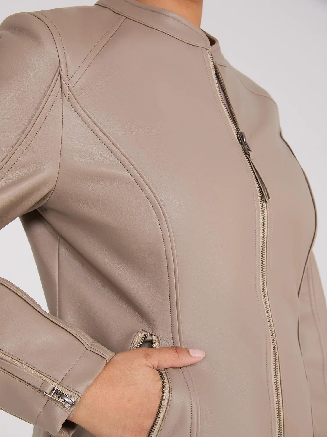 Zip-Front Faux Leather Jacket sold by Suzy Shier product image thumbnail 2