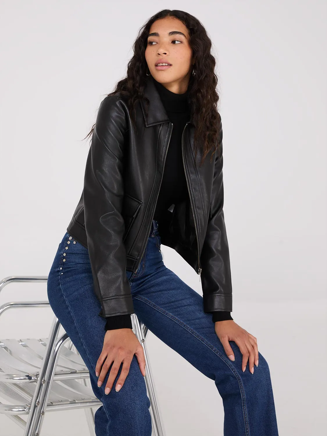 Faux Leather Utility Jacket sold by Suzy Shier product image thumbnail 5