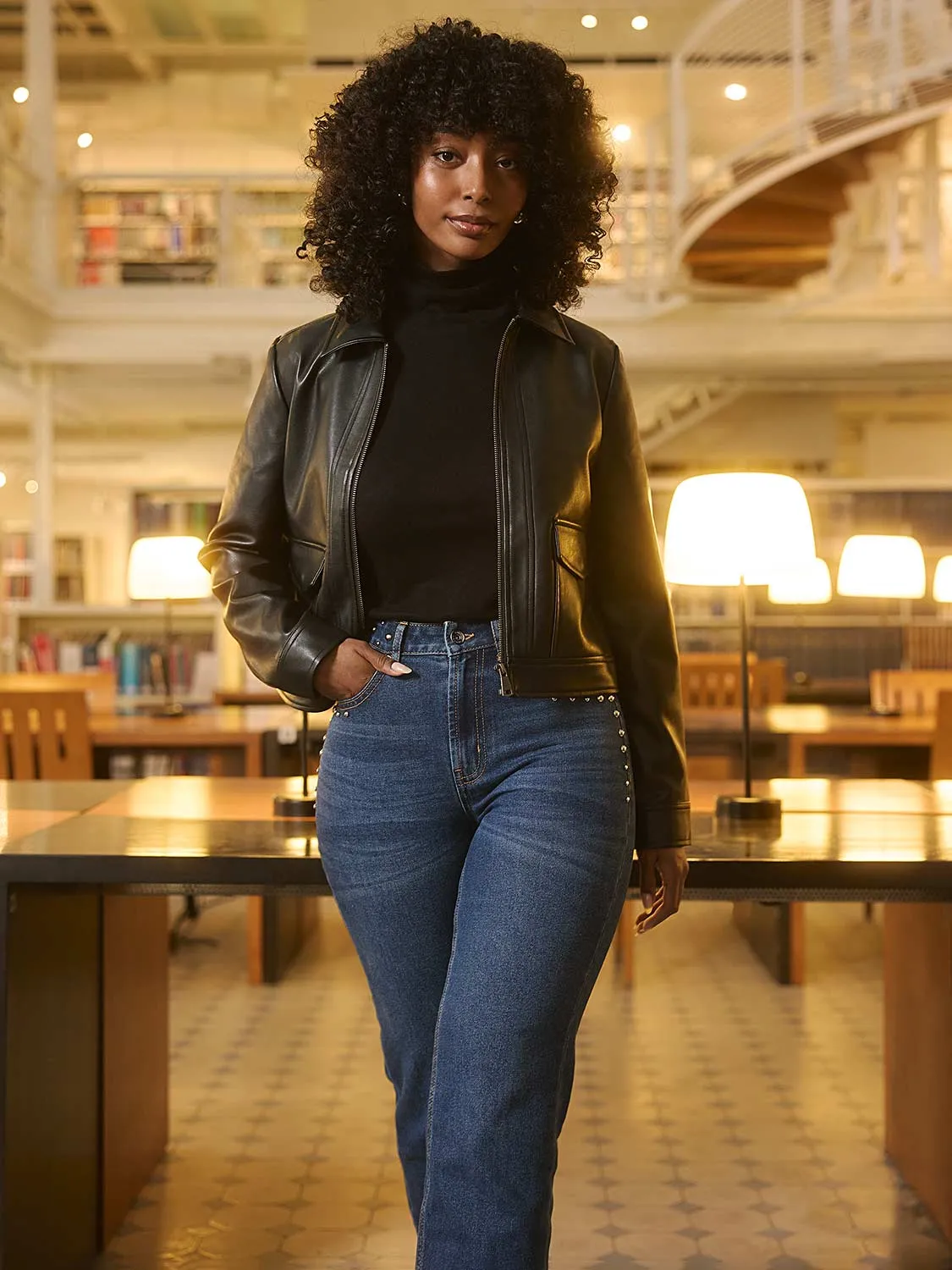 Faux Leather Utility Jacket sold by Suzy Shier