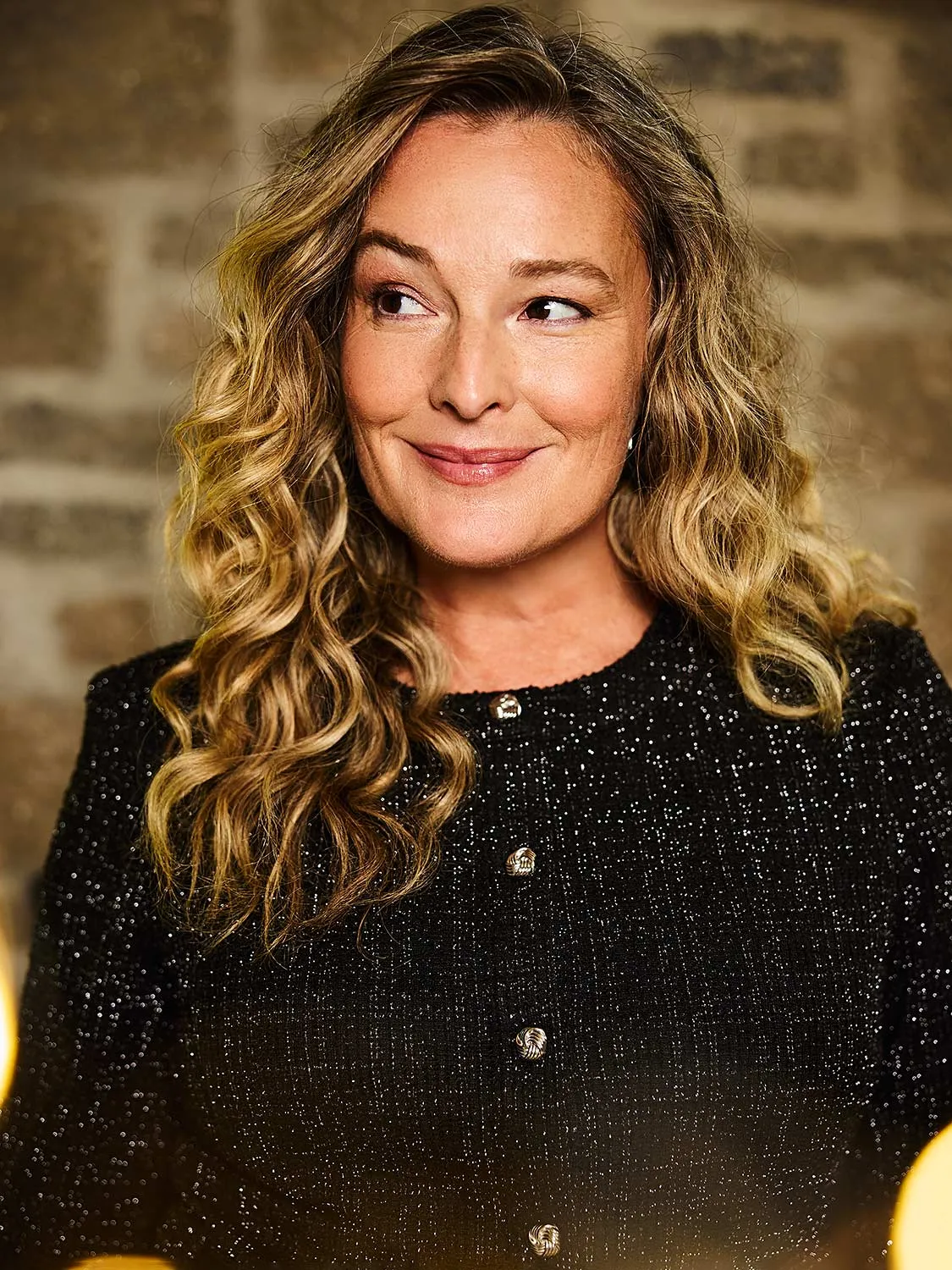 Metallic Boucle Button-Front Blazer sold by Suzy Shier