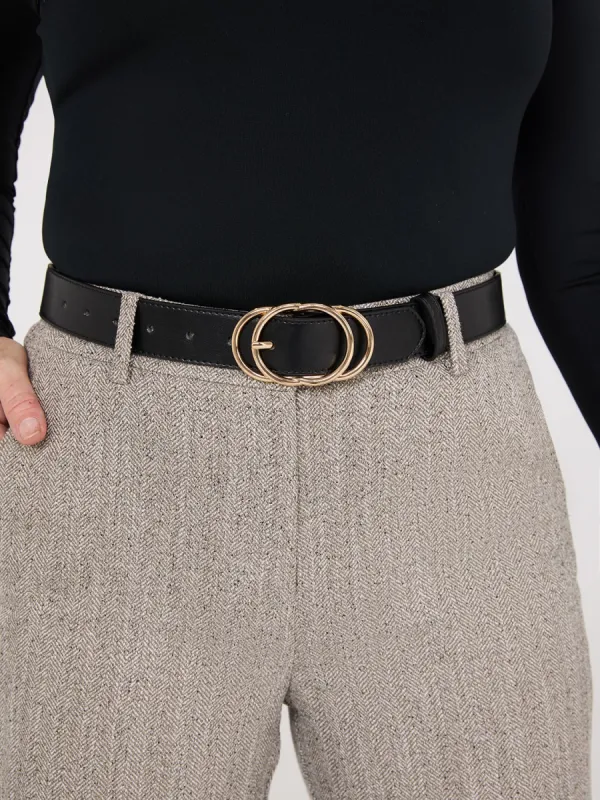 Faux Leather Belt With Gold Buckle sold by Suzy Shier