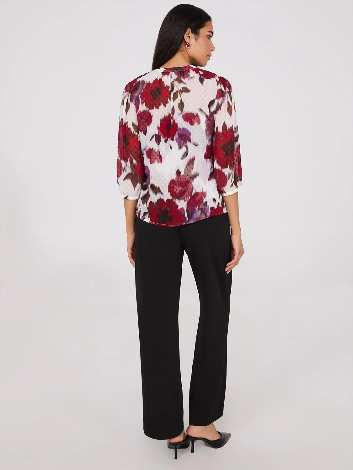 Floral Print Chiffon Tie Neck Blouse sold by Suzy Shier product image thumbnail 4