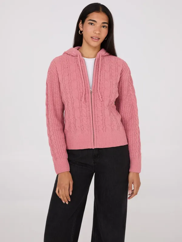 Cable Knit Zip-Up Hoodie sold by Suzy Shier