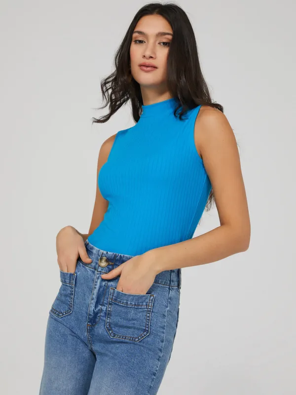 Sleeveless Ribbed Mock Neck Top sold by Suzy Shier