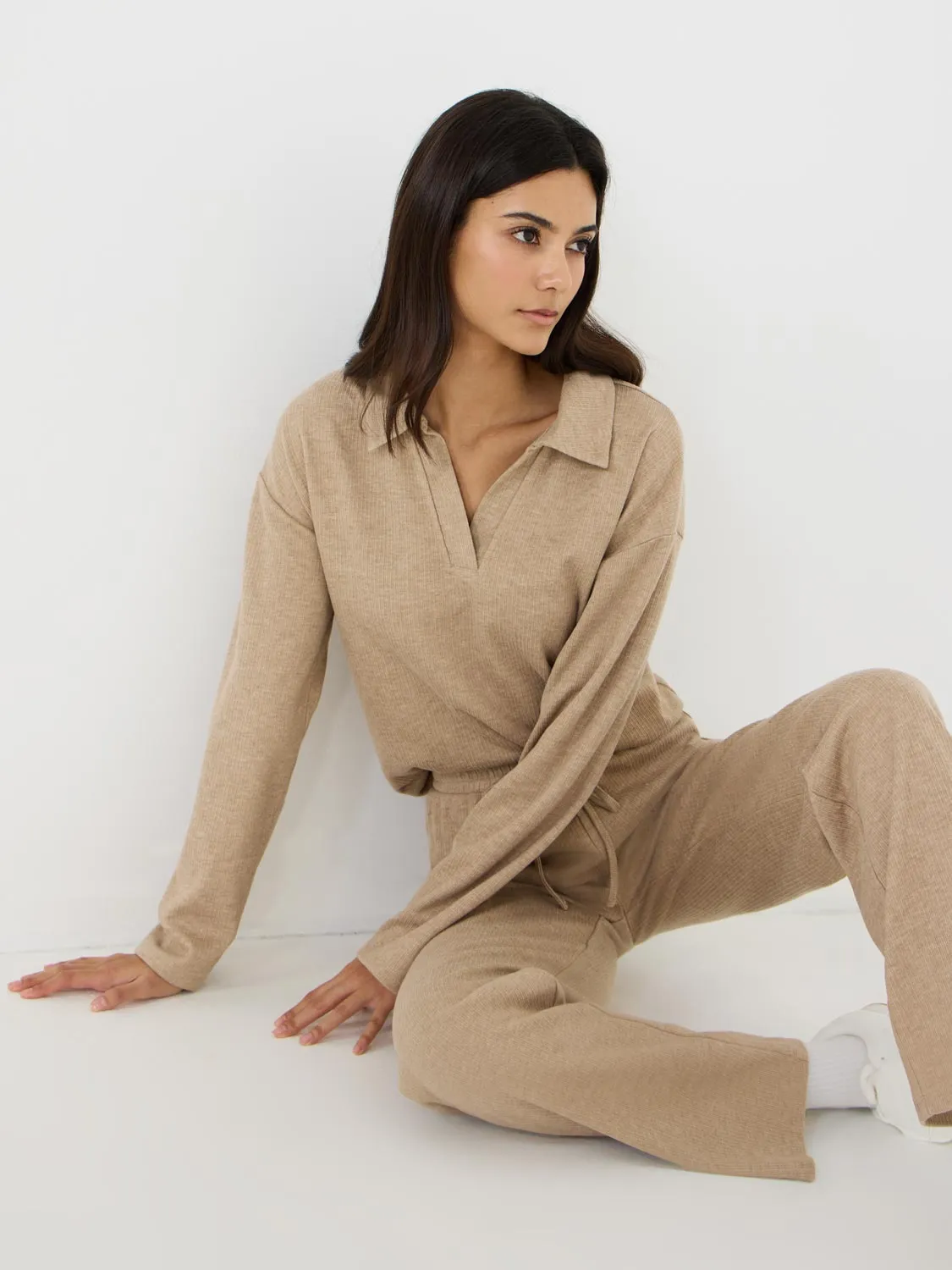 Melange Ribbed Johnny Collar Sweater sold by Suzy Shier product image thumbnail 3