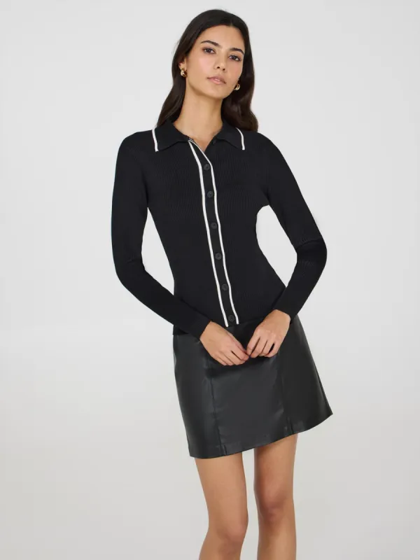 Contrast Tipping Collared Cardigan sold by Suzy Shier