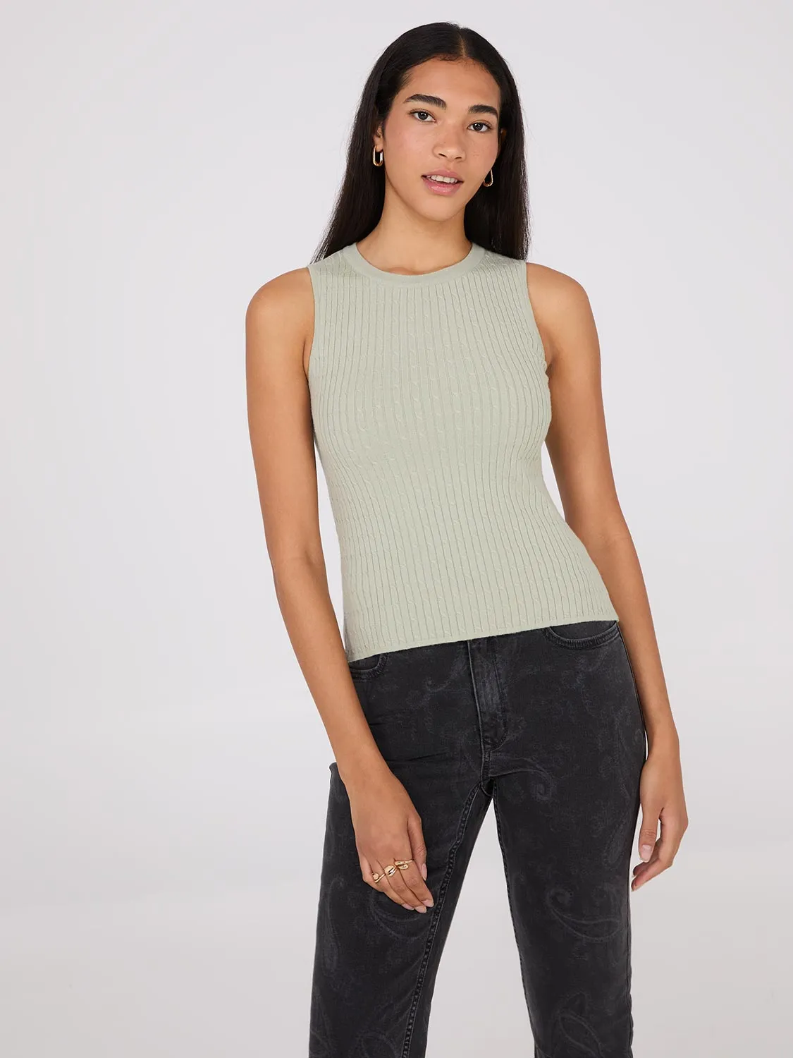 Cable Knit Sleeveless Sweater sold by Suzy Shier