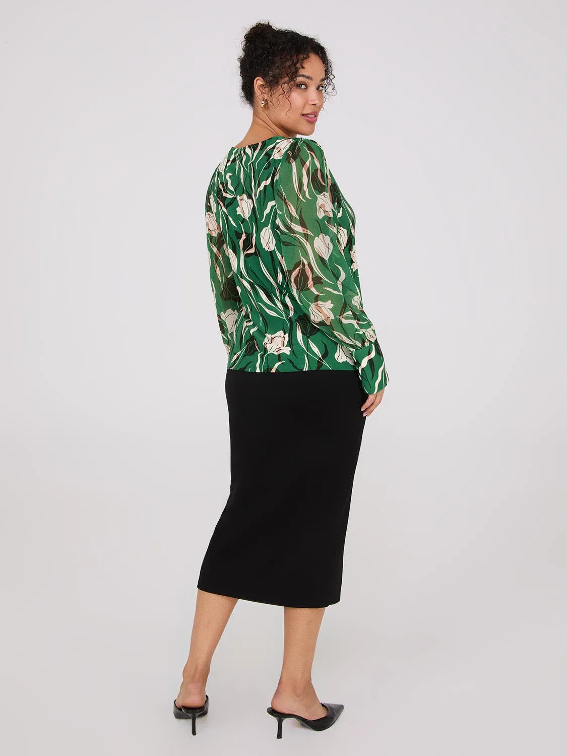 Floral Print Long Chiffon Sleeve Top sold by Suzy Shier product image thumbnail 4