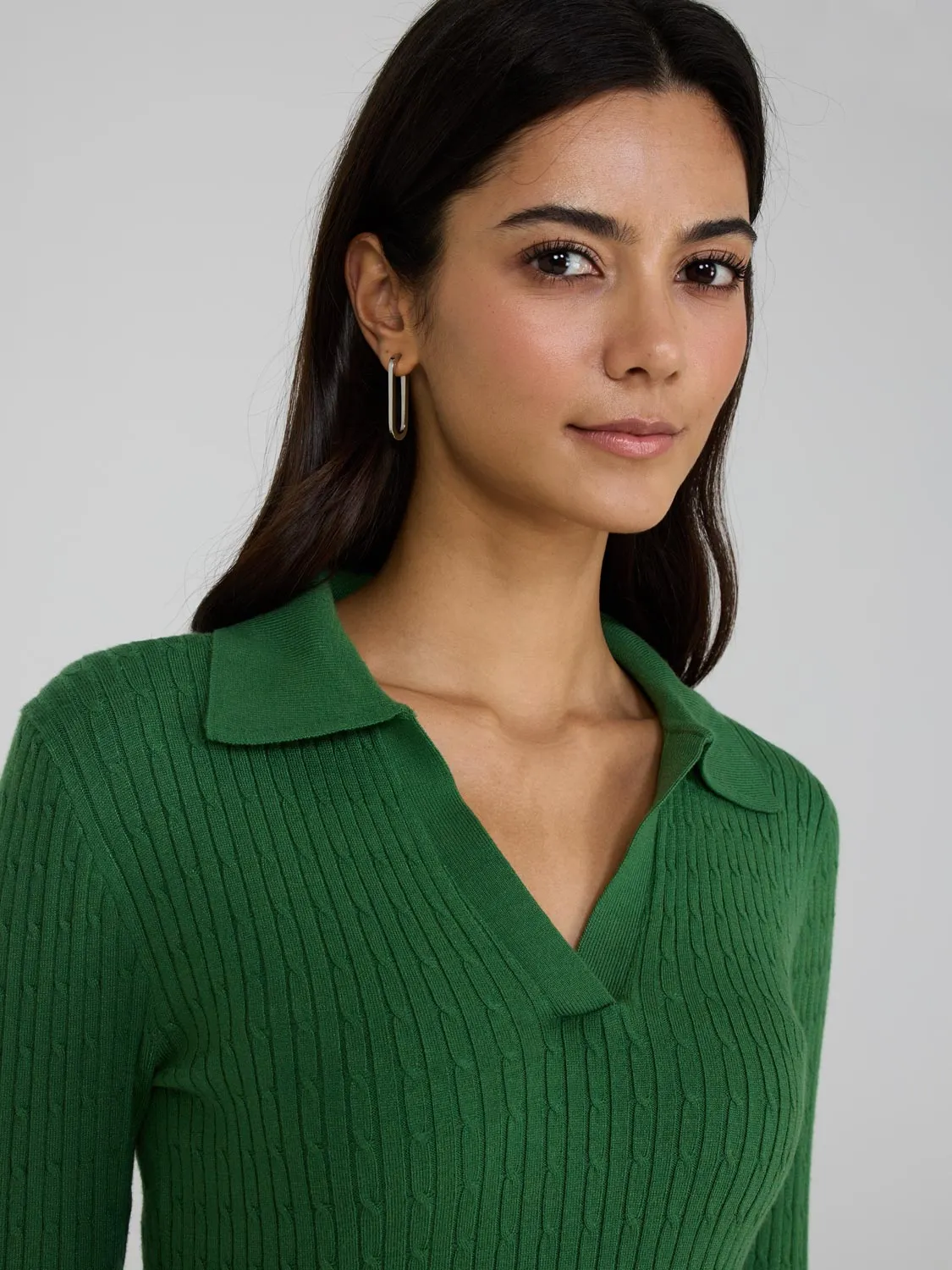 Johnny Collar Cable Knit Sweater sold by Suzy Shier product image thumbnail 2