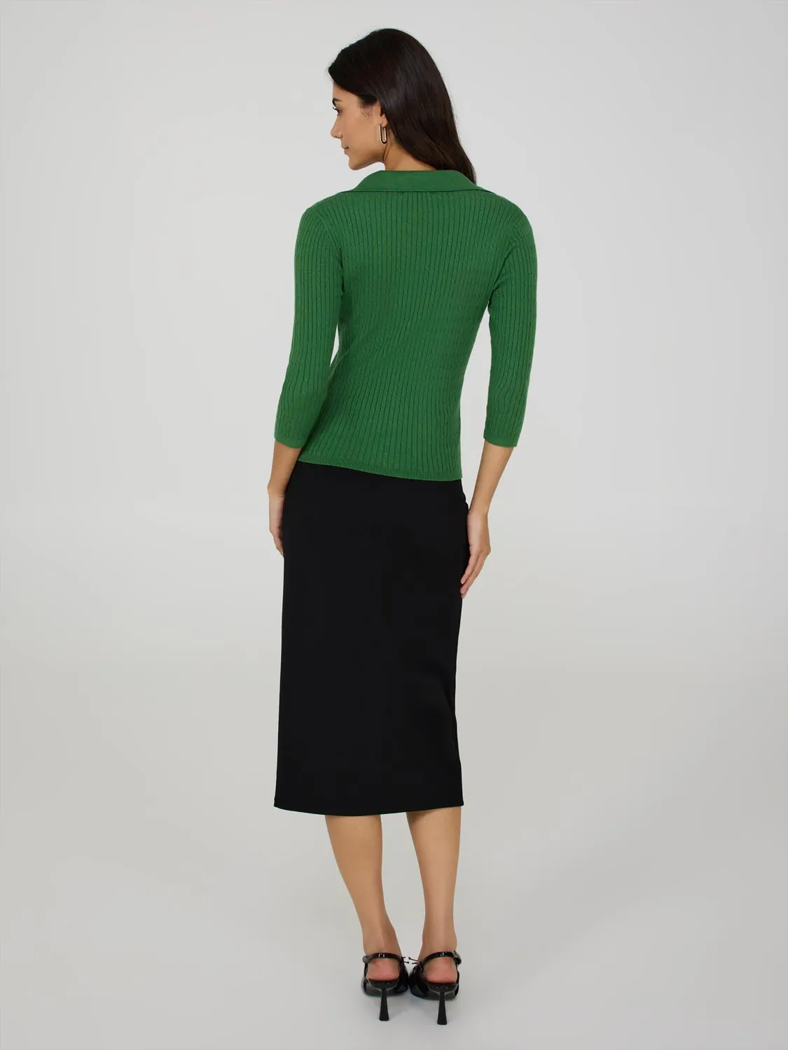 Johnny Collar Cable Knit Sweater sold by Suzy Shier product image thumbnail 4