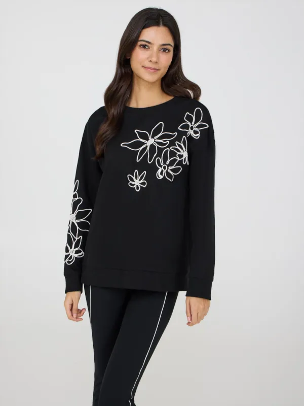 Flower Embroidered Sweatshirt sold by Suzy Shier