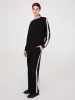 Contrast Stripe Cloud Fleece Wide-Leg Pants sold by Suzy Shier