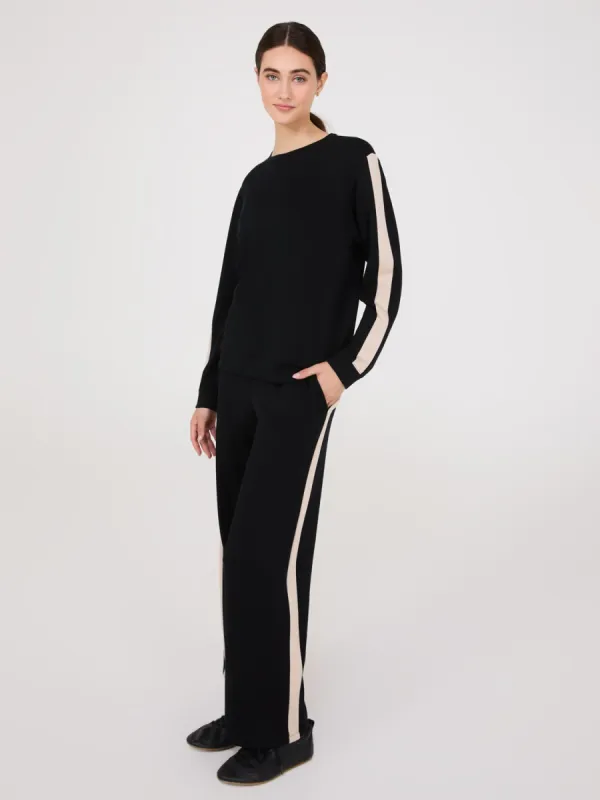 Contrast Stripe Cloud Fleece Wide-Leg Pants sold by Suzy Shier