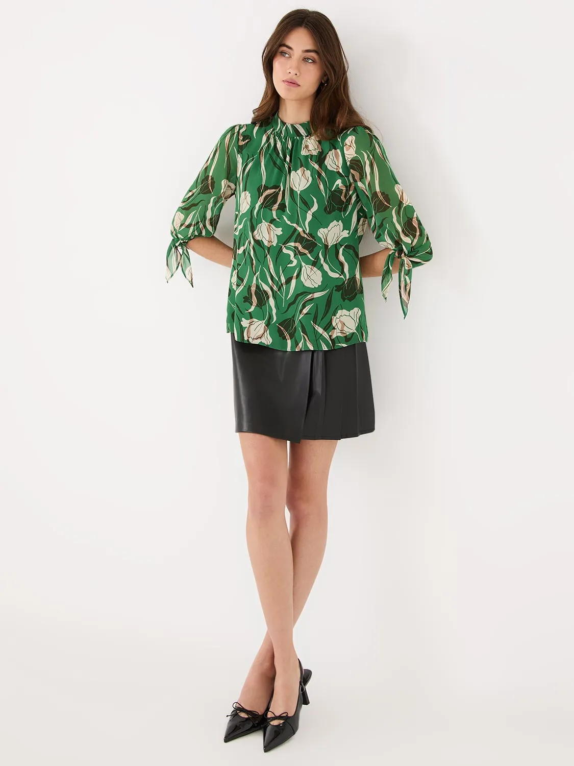 Floral Print Chiffon Mock Neck Blouse sold by Suzy Shier product image thumbnail 3