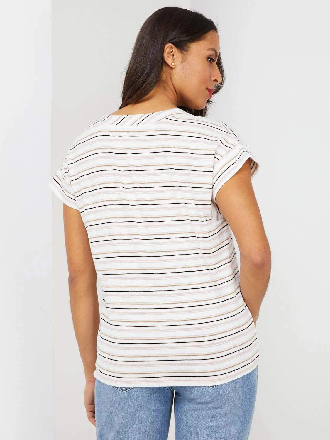 Metallic Striped V-Neck Top sold by Suzy Shier product image thumbnail 4