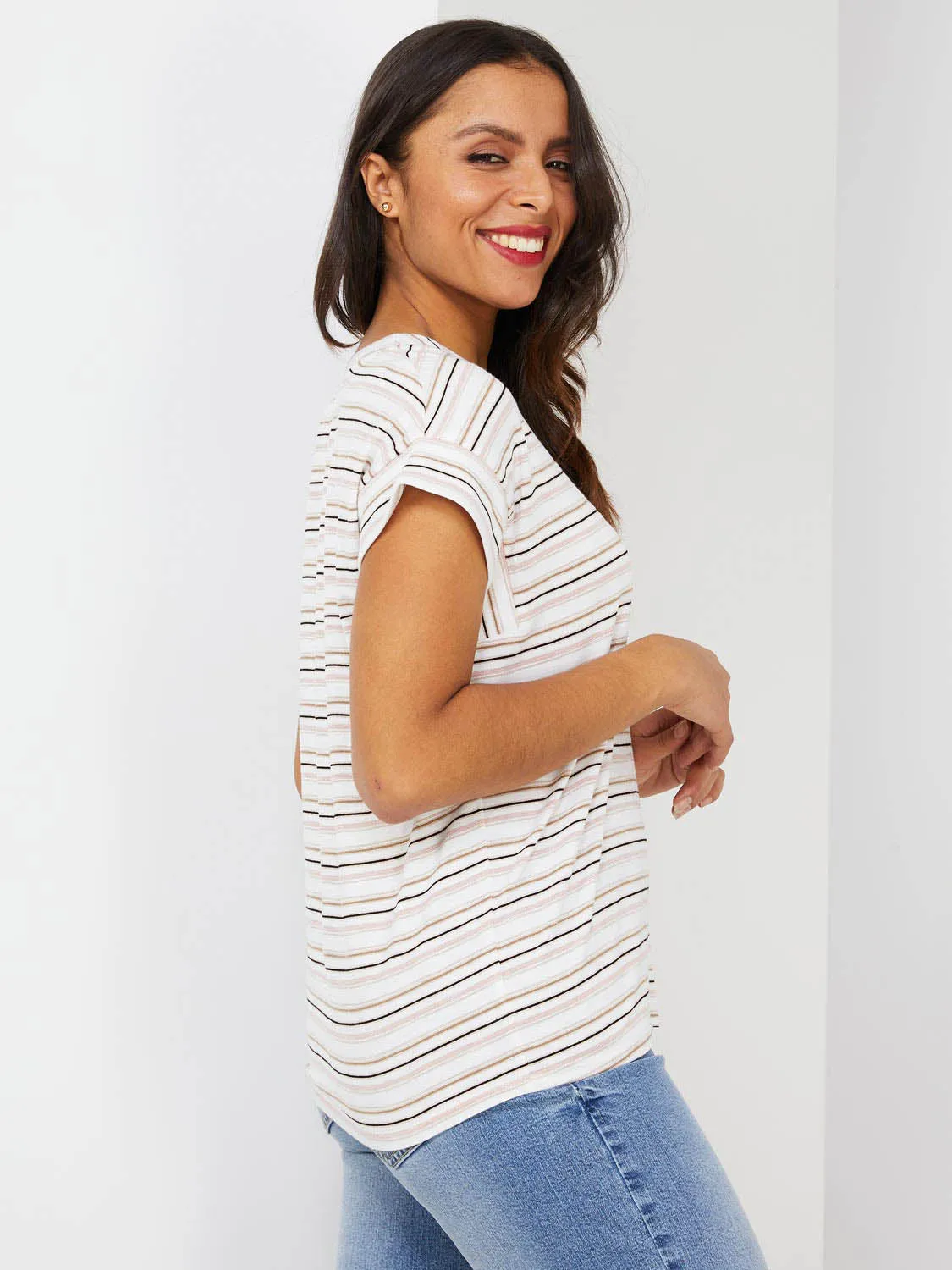 Metallic Striped V-Neck Top sold by Suzy Shier product image thumbnail 3