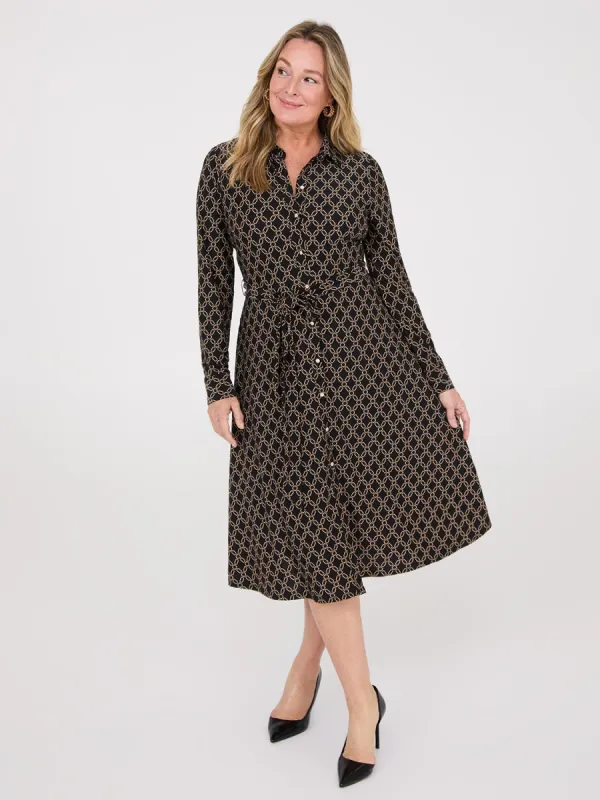 Geo Print Shirt Dress With Pockets sold by Suzy Shier