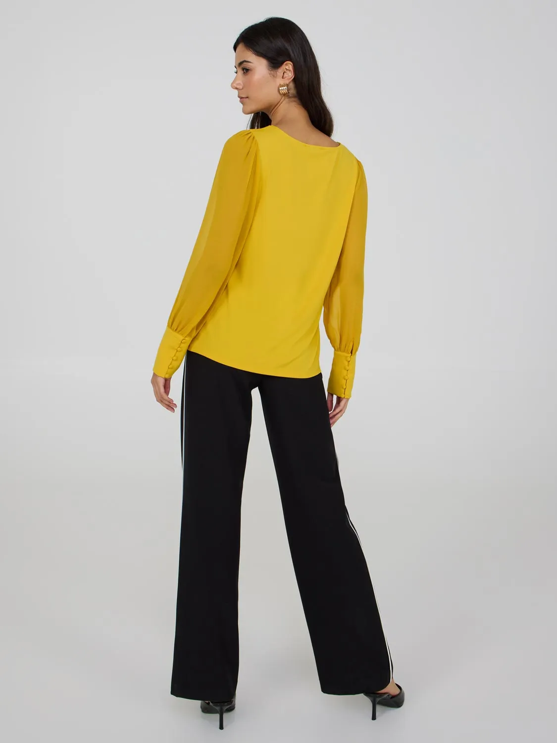 Long Chiffon Sleeve Boat Neck Top sold by Suzy Shier product image thumbnail 4