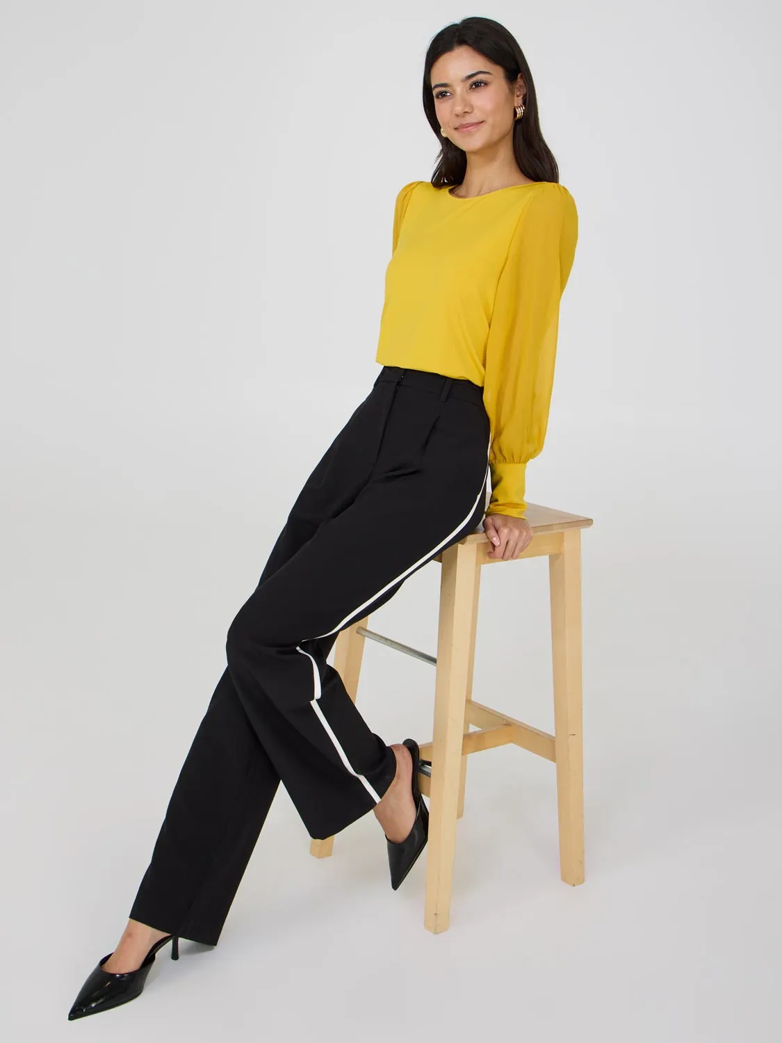 Long Chiffon Sleeve Boat Neck Top sold by Suzy Shier product image thumbnail 3