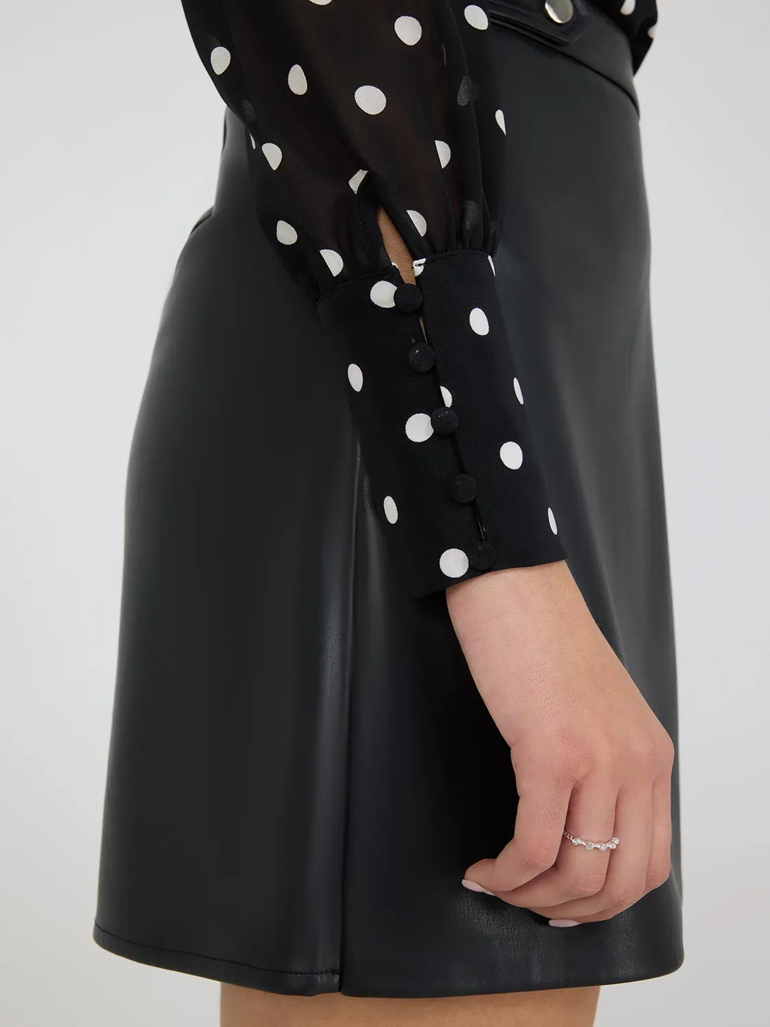 Dot Print Long Chiffon Sleeve Top sold by Suzy Shier product image thumbnail 2