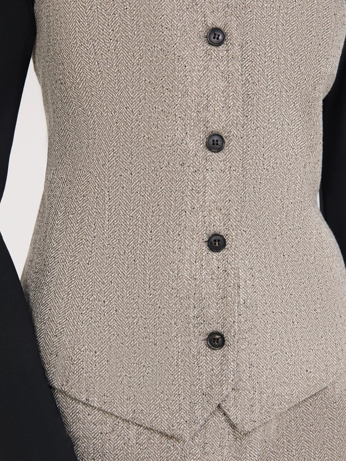 Herringbone Button-Front Vest sold by Suzy Shier product image thumbnail 2