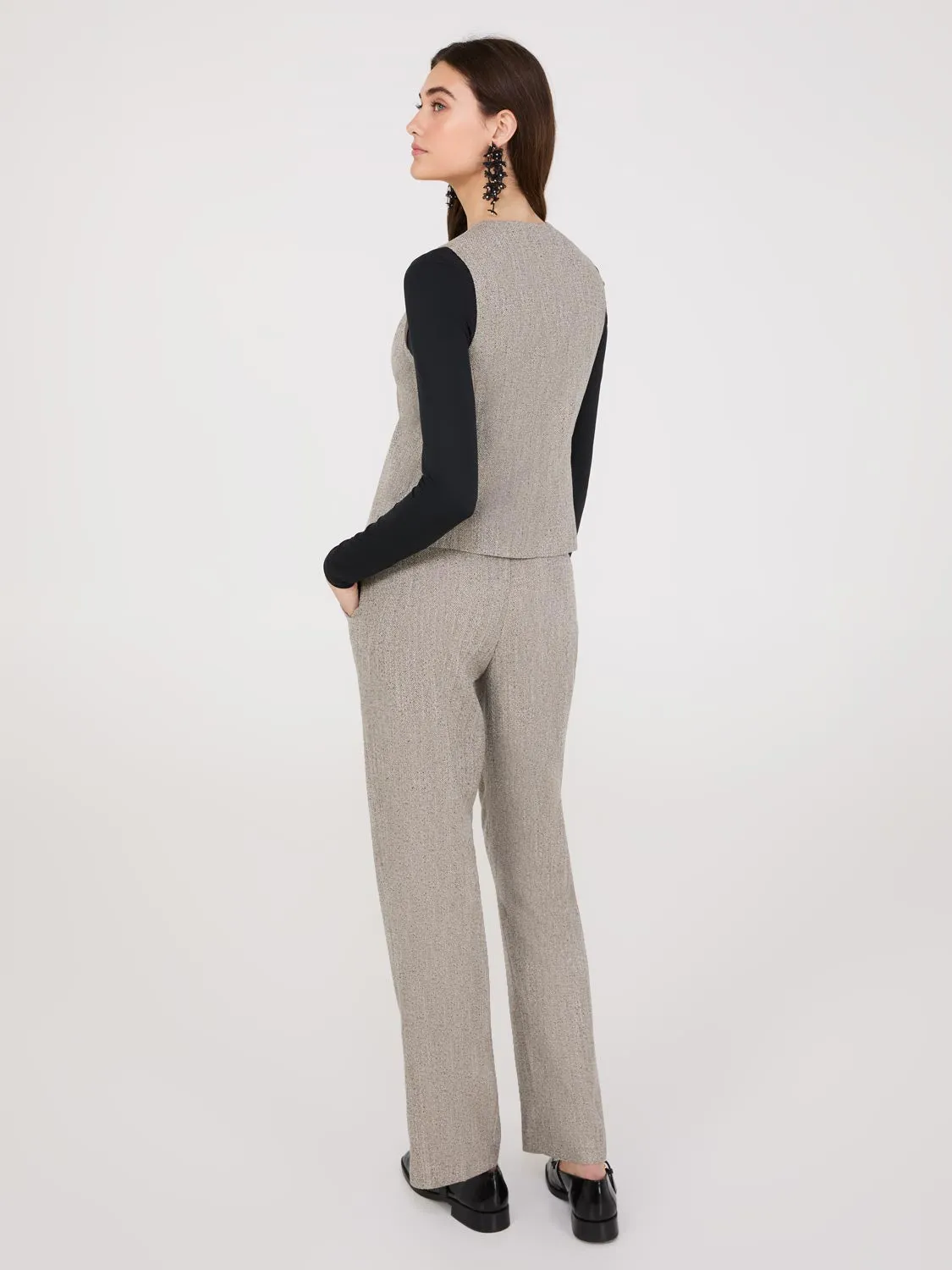 Herringbone Button-Front Vest sold by Suzy Shier product image thumbnail 4