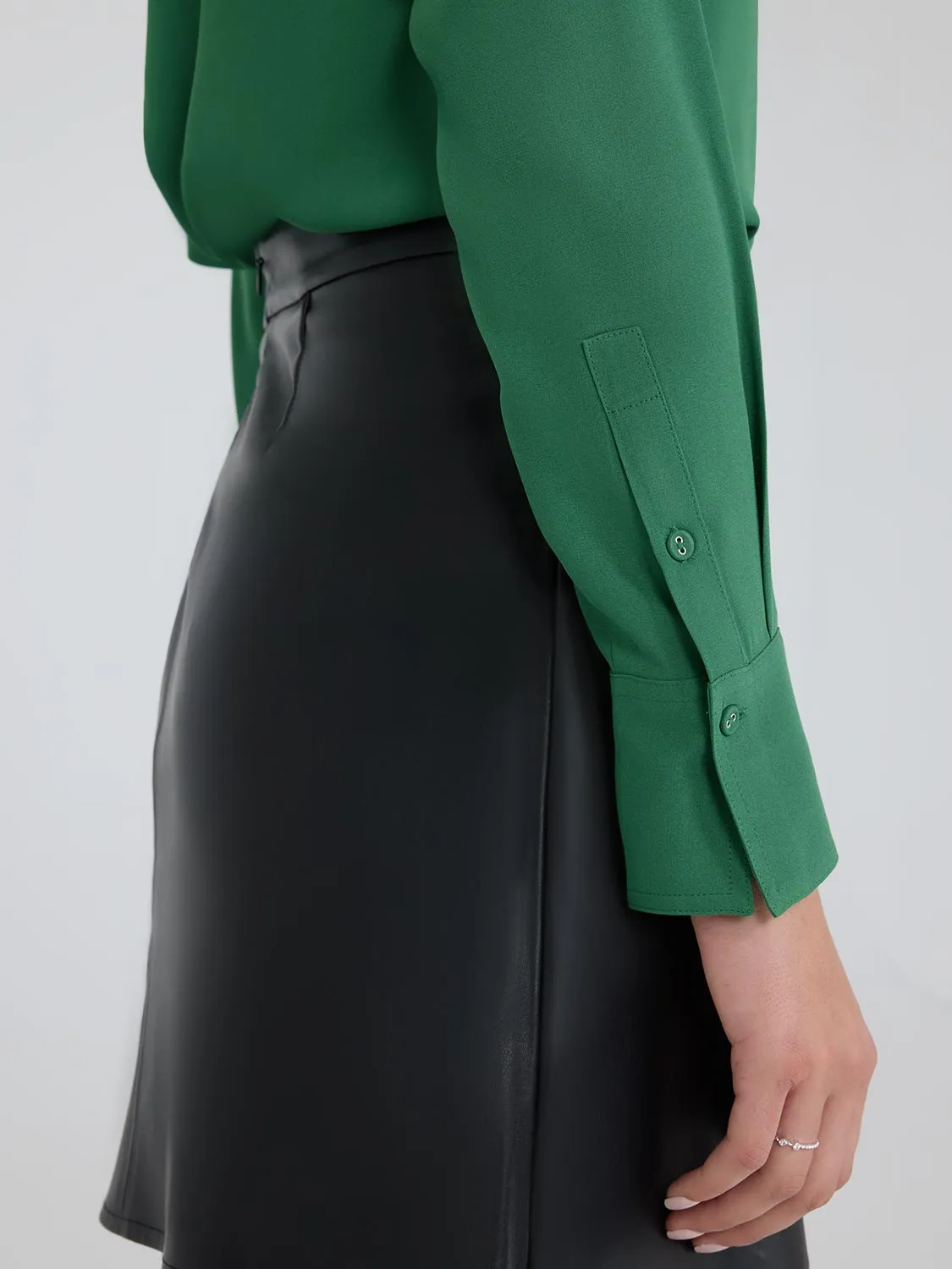 Satin Johnny Collar Popover Blouse sold by Suzy Shier product image thumbnail 3