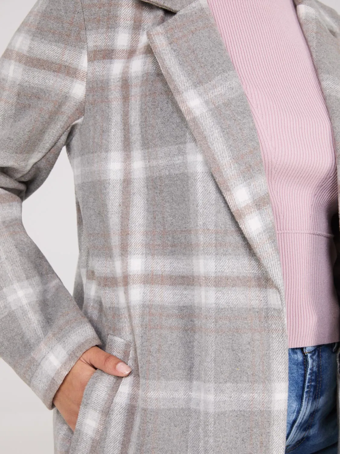 Plaid Open-Front Car Coat sold by Suzy Shier product image thumbnail 2