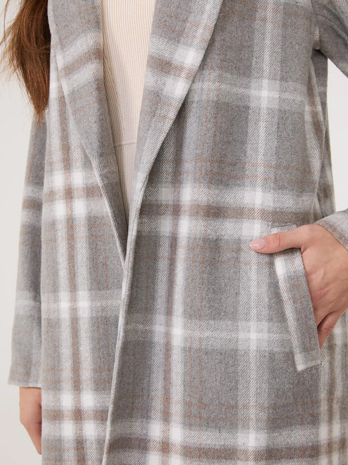Plaid Open-Front Car Coat sold by Suzy Shier product image thumbnail 2
