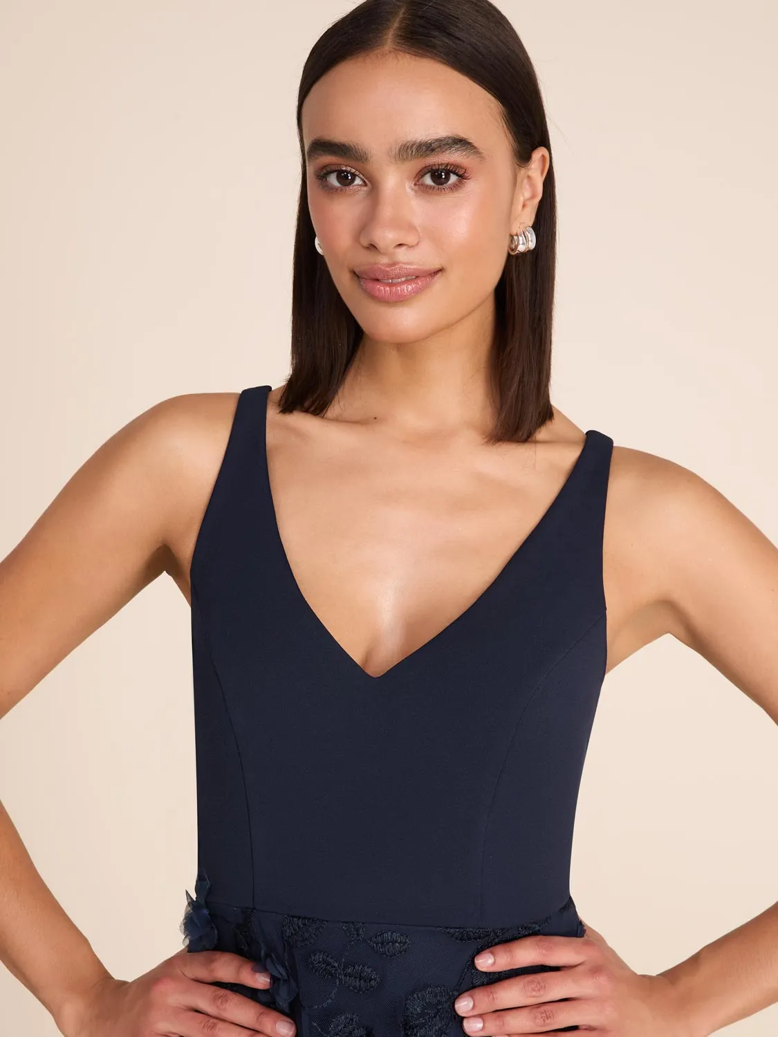 V-Neck Gown With Floral Appliqués sold by Suzy Shier product image thumbnail 3