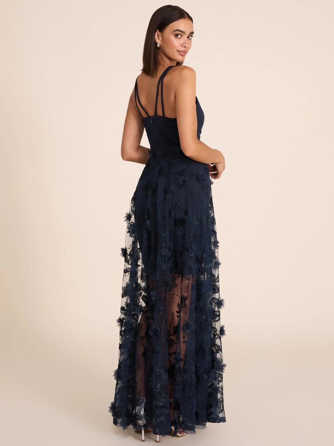 V-Neck Gown With Floral Appliqués sold by Suzy Shier product image thumbnail 4