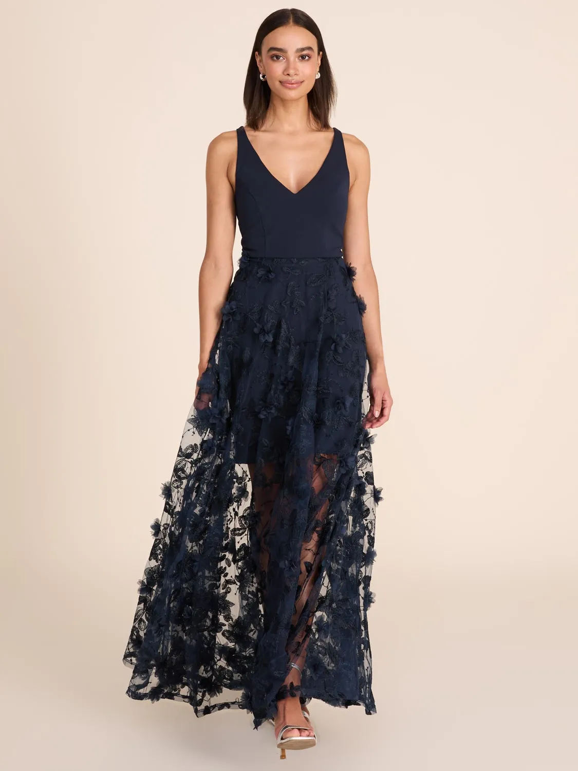 V-Neck Gown With Floral Appliqués sold by Suzy Shier